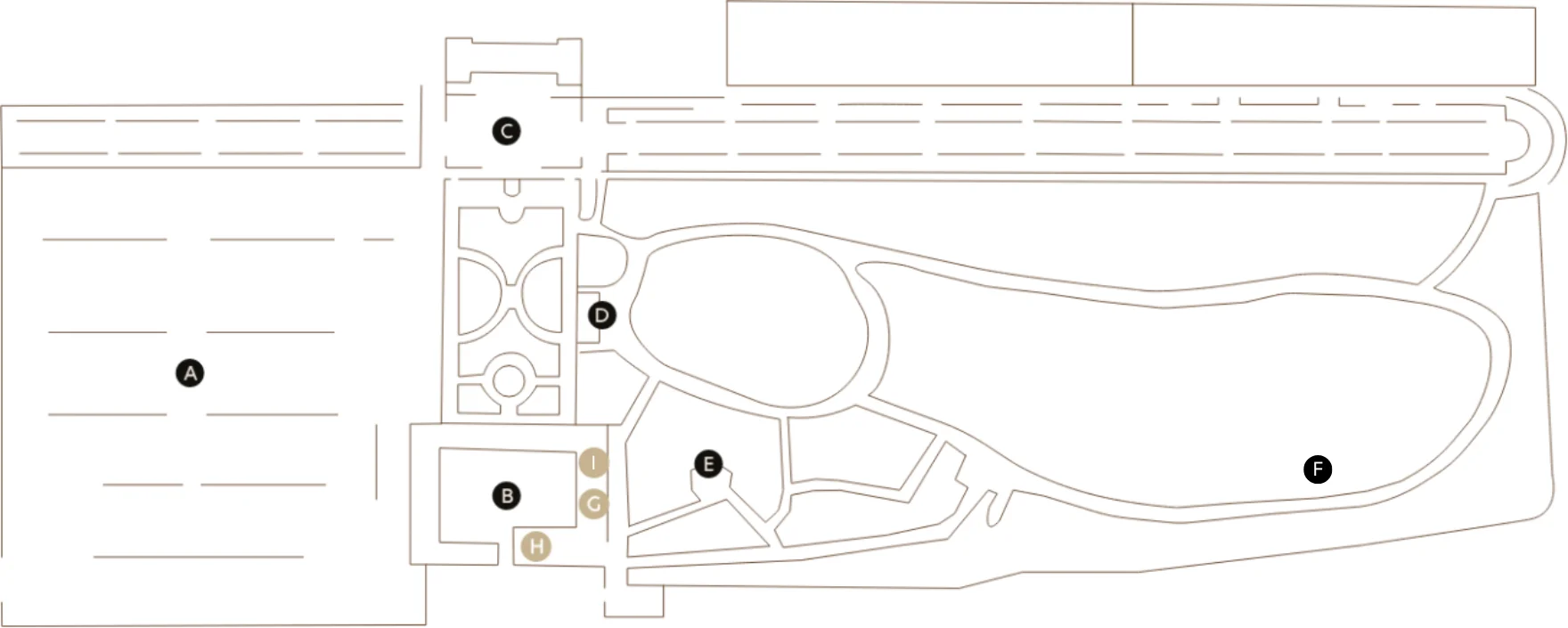 Plan du domaine du Château de Flaugergues avec les différents espaces pour mariages et événements
