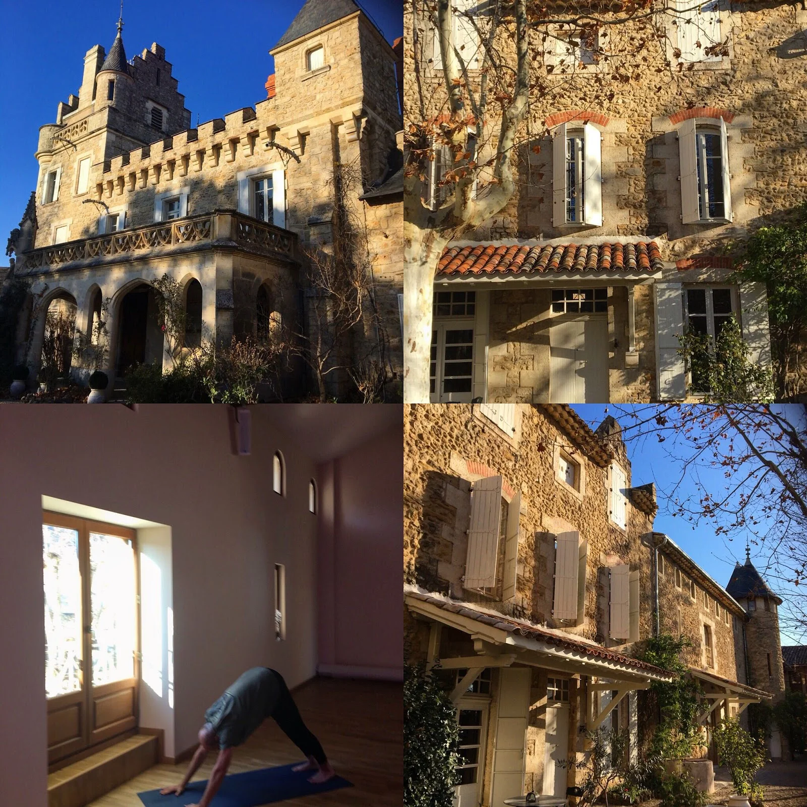 Domaine du Château St Jean Hérault avec dépendances, façade hivernale et activités bien-être pour séjours