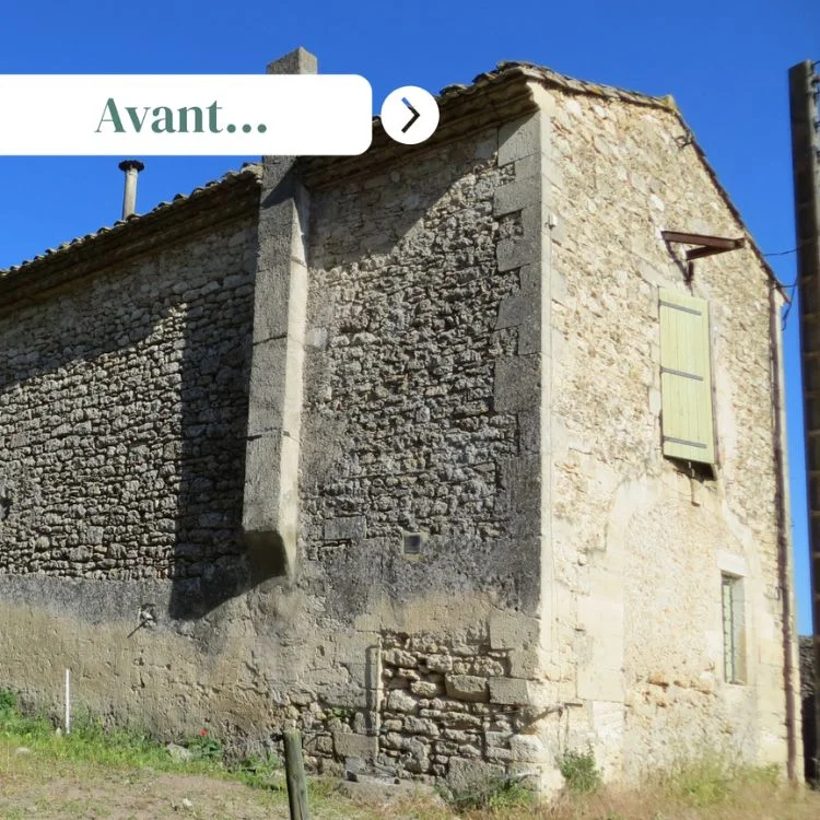 Bâtisse en pierre du Domaine de Christin dans l'Hérault avant rénovation, ancienne ferme provençale