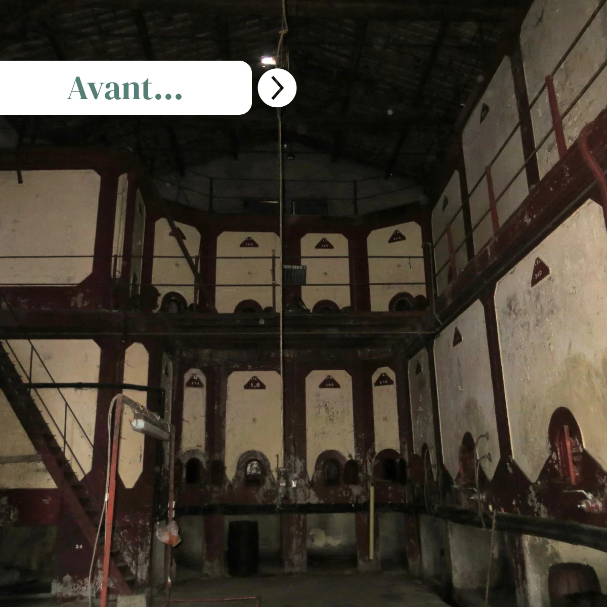 Ancienne cave viticole du Domaine de Christin avant sa rénovation en salle de réception en Hérault