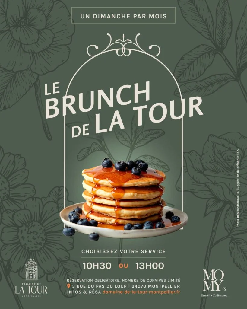 Affiche Le Brunch de La Tour un dimanche par mois au Domaine de la Tour Montpellier Hérault 10h30 ou 13h00