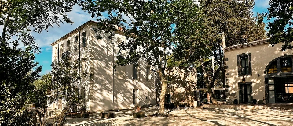 Vue d'ensemble du Domaine Les Barrettes Agde, maison de maître et mas en pierre, cour ombragée Hérault