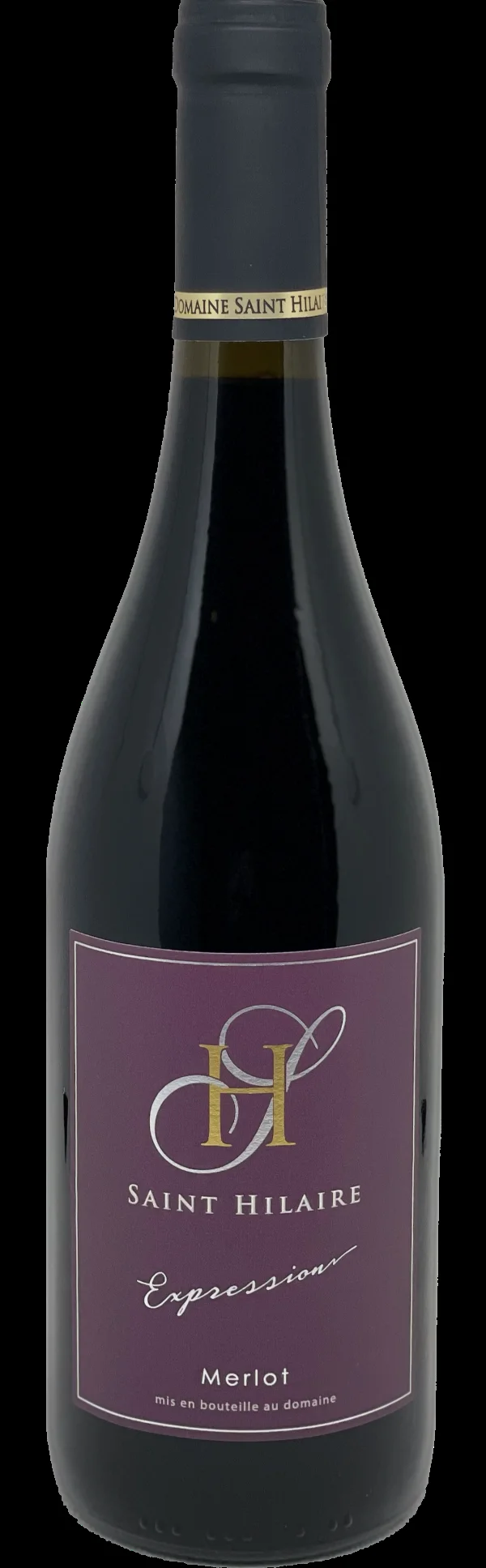 Bouteille Saint Hilaire Expression Merlot, vin rouge souple mis en bouteille au domaine en Hérault