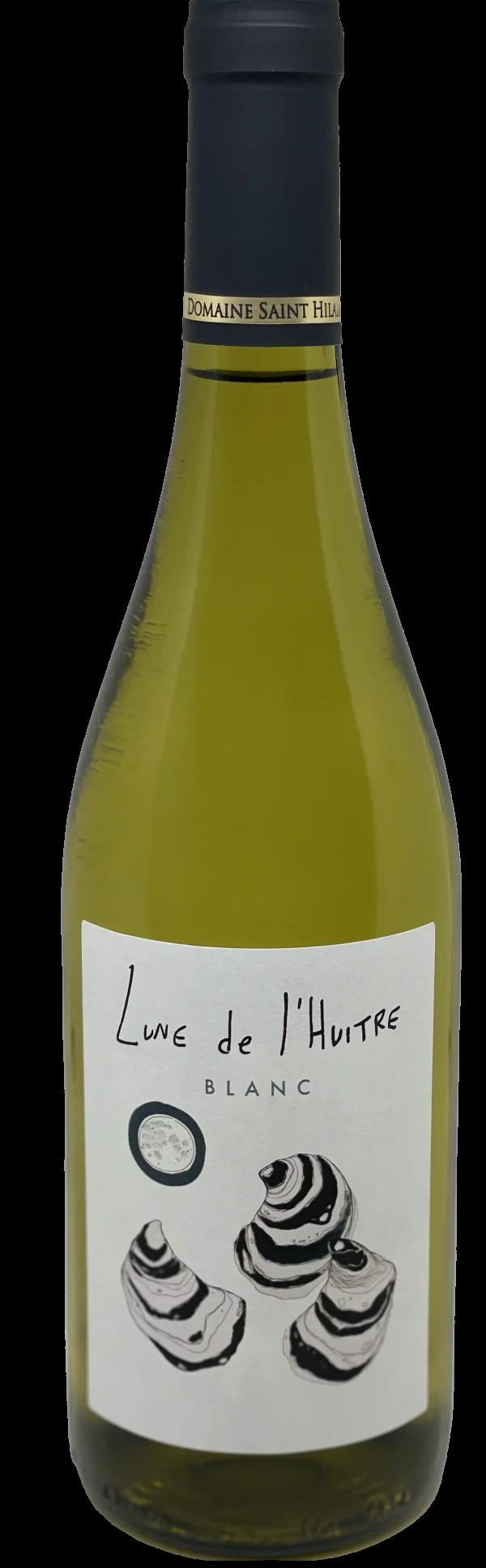 Bouteille Lune de l'Huître Blanc du Domaine Saint Hilaire, vin blanc illustré en Hérault