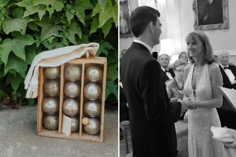 Boules de pétanque vintage et cérémonie de mariage au Domaine Saint Hilaire en Hérault