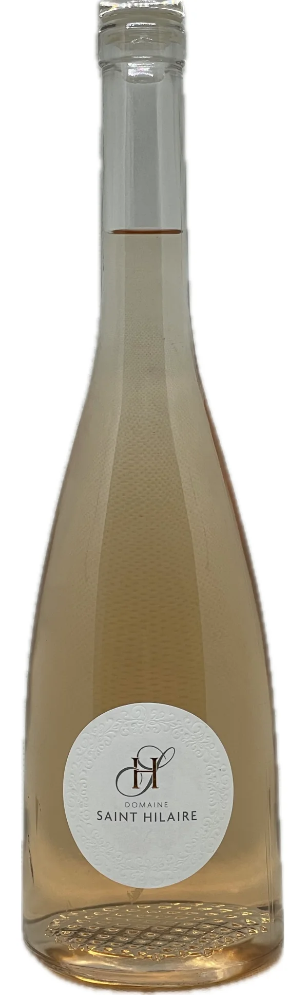 Bouteille design facettée de rosé Domaine Saint Hilaire, vin rosé pâle élégant en Hérault