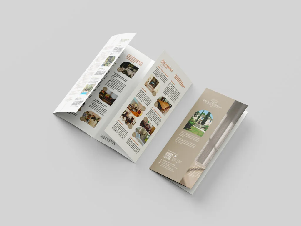 Brochure des espaces de La Bastide Castella, domaine événementiel et mariage en Hérault